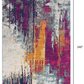 HomeRoots 2' x 20' Gray and Magenta Abstract Runner Rug