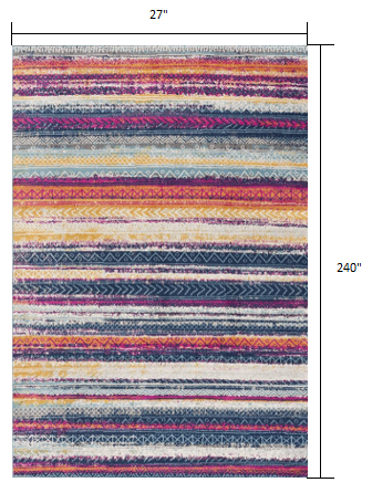 HomeRoots 2' x 20' Multicolor Irregular Striped Runner Rug