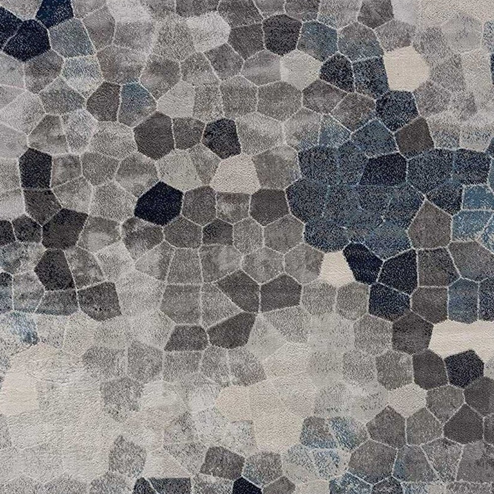 HomeRoots 2' x 20' Navy Blue Cobblestone Pattern Runner Rug