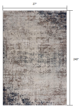 HomeRoots 2' x 20' Navy Blue Distressed Striations Runner Rug