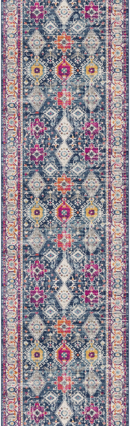 HomeRoots 2' x 20' Navy Traditional Decorative Runner Rug