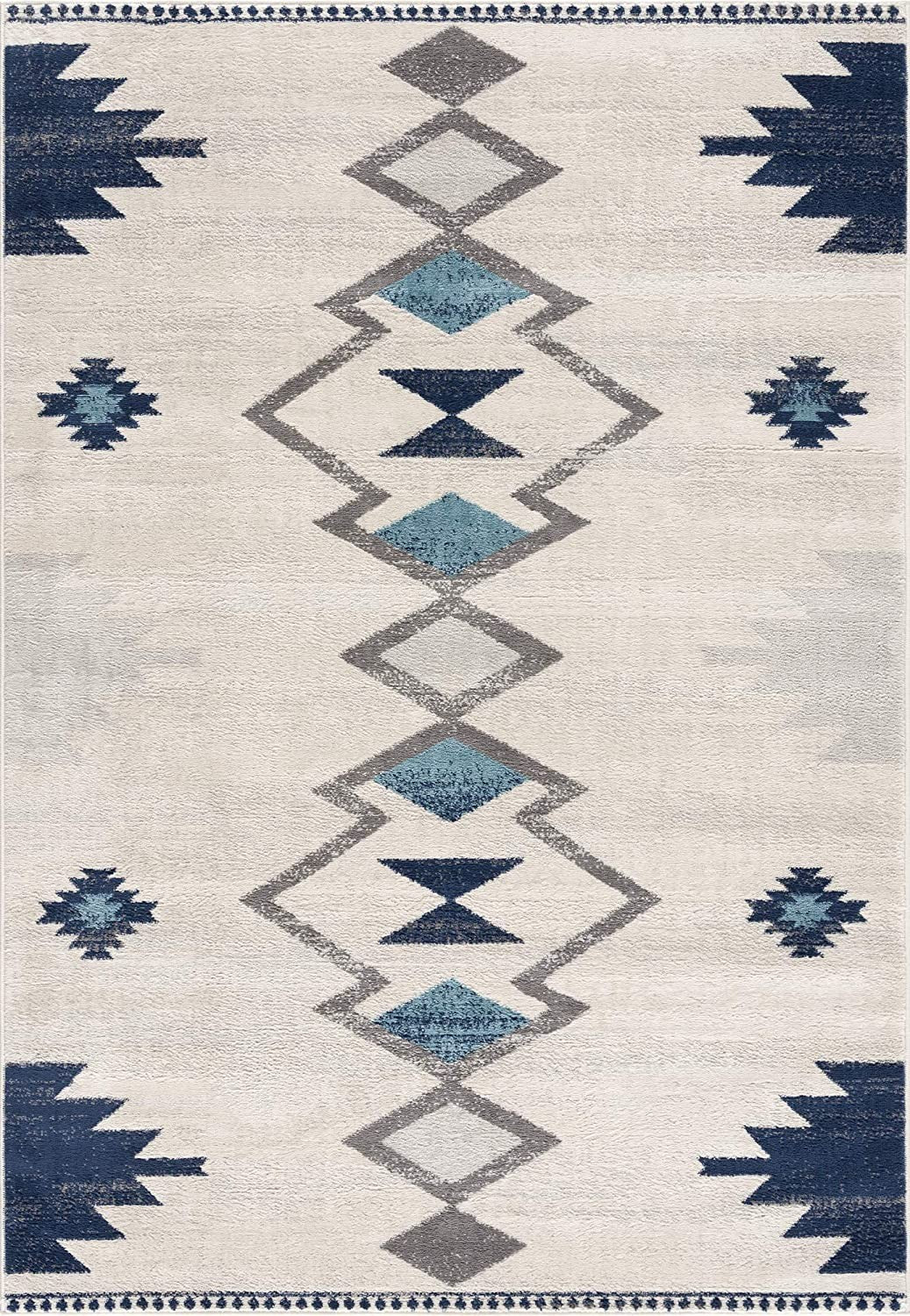 HomeRoots 2' x 20' Navy and Ivory Tribal Pattern Runner Rug