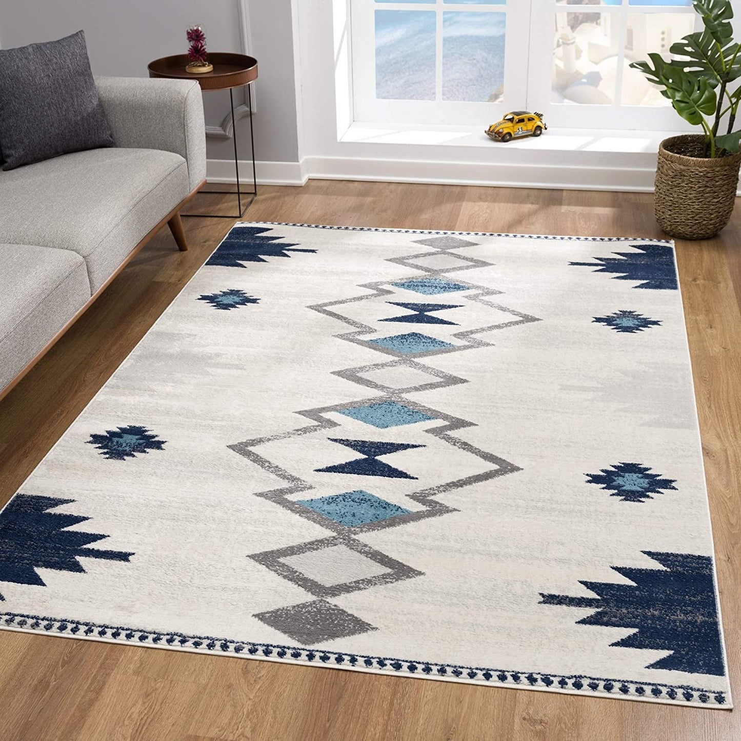 HomeRoots 2' x 20' Navy and Ivory Tribal Pattern Runner Rug