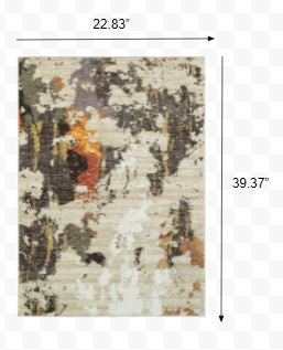 HomeRoots 2' x 3' Abstract Weathered Beige and Gray Indoor Scatter Rug