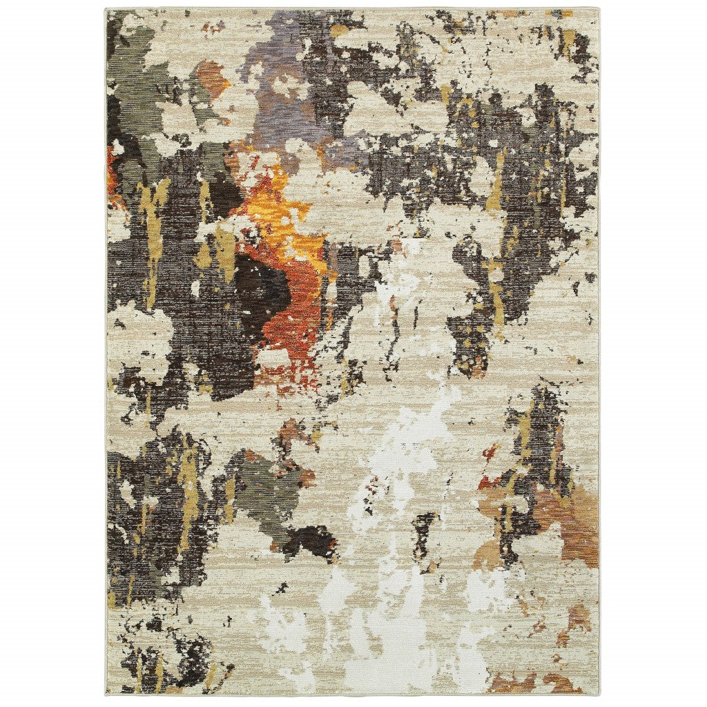 HomeRoots 2' x 3' Abstract Weathered Beige and Gray Indoor Scatter Rug