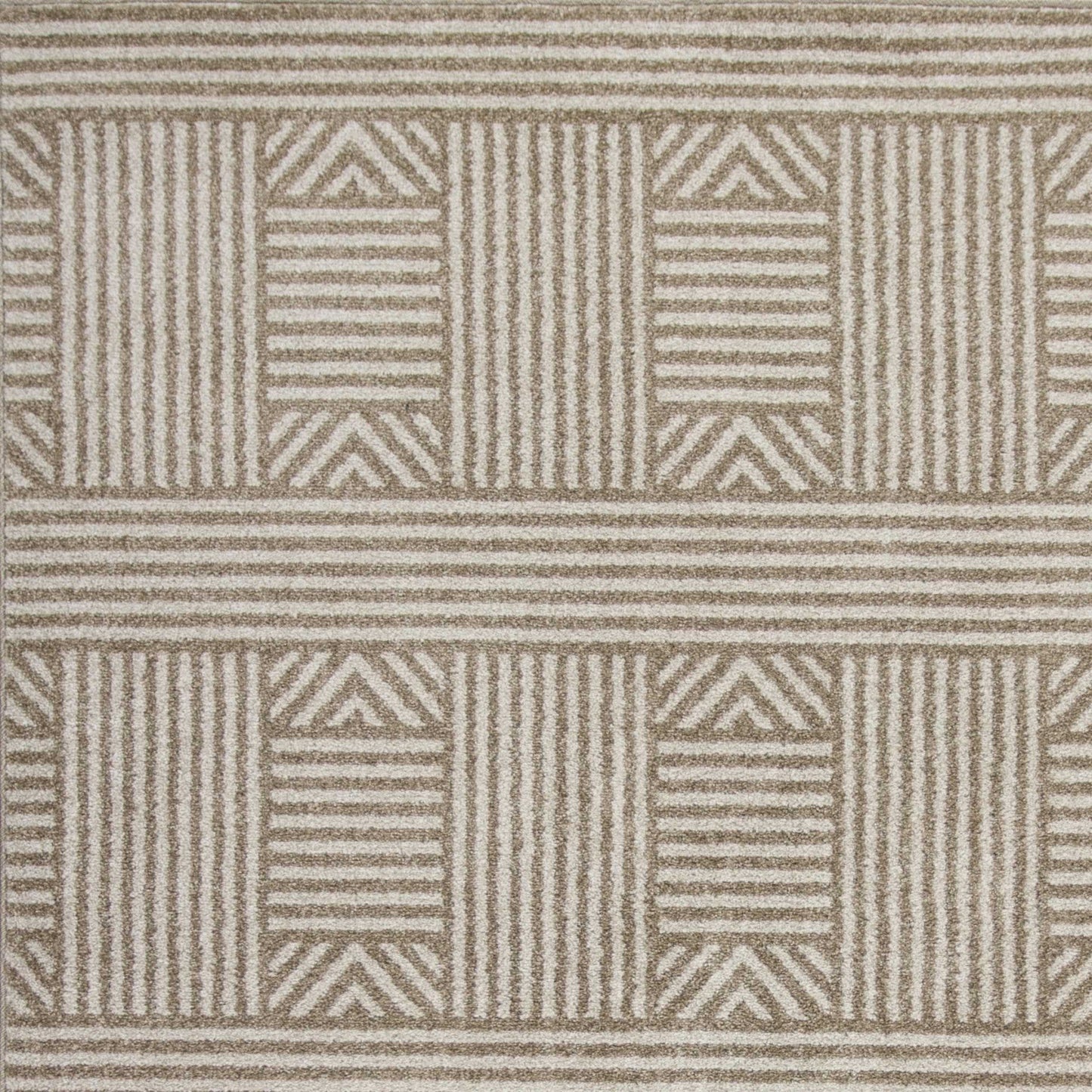HomeRoots 2' x 3' Beige Geometric Lines UV Treated Accent Rug