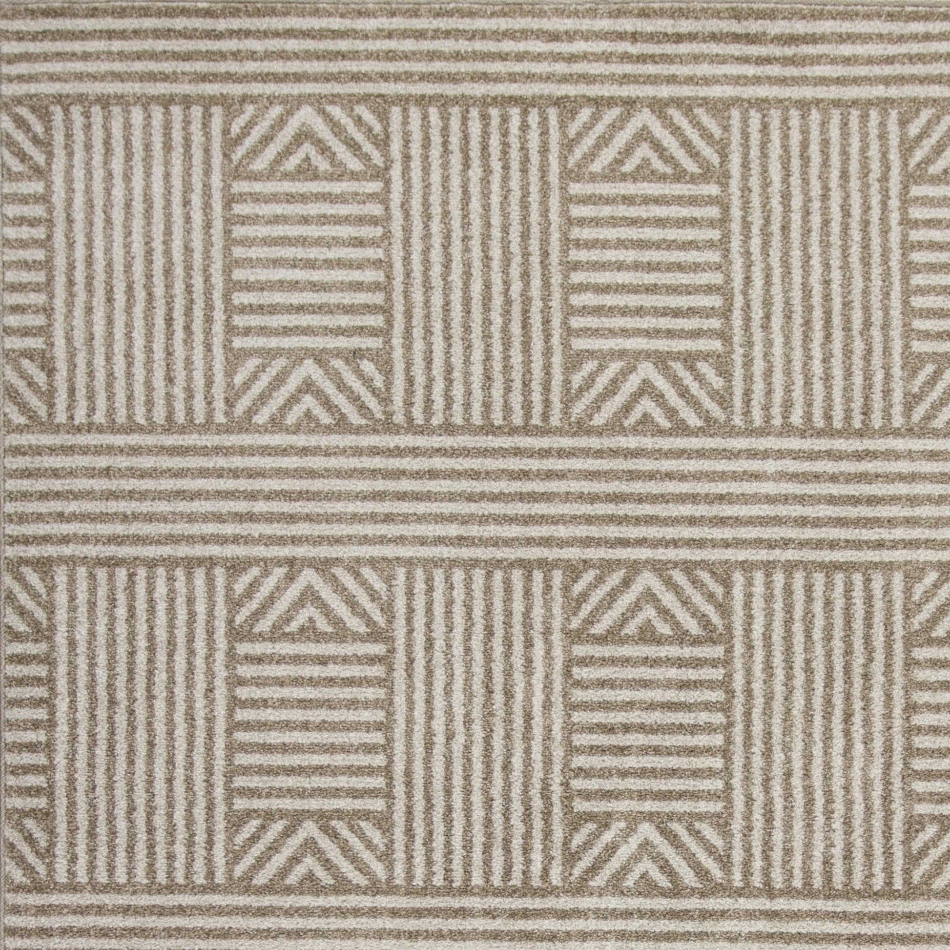 HomeRoots 2' x 3' Beige Geometric Lines UV Treated Accent Rug