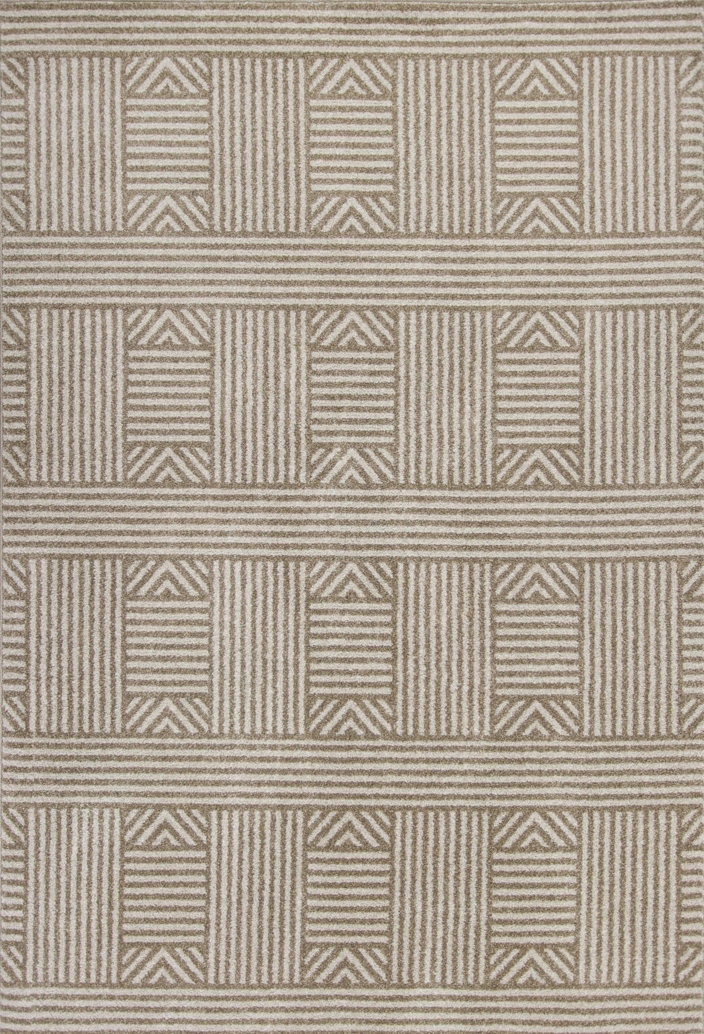 HomeRoots 2' x 3' Beige Geometric Lines UV Treated Accent Rug