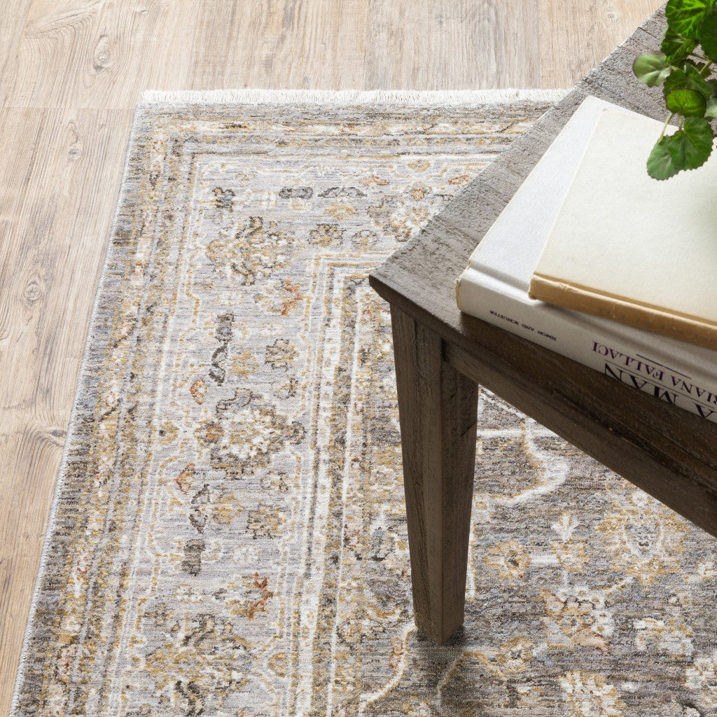HomeRoots 2' x 3' Beige Grey Machine Woven Oriental Indoor Area Rug