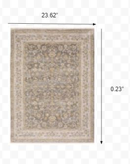 HomeRoots 2' x 3' Beige Grey Machine Woven Oriental Indoor Area Rug