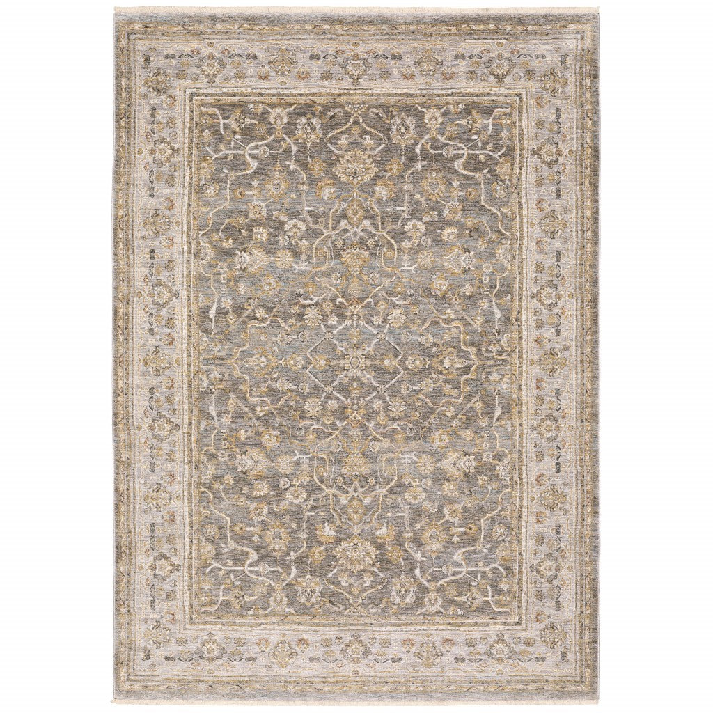 HomeRoots 2' x 3' Beige Grey Machine Woven Oriental Indoor Area Rug