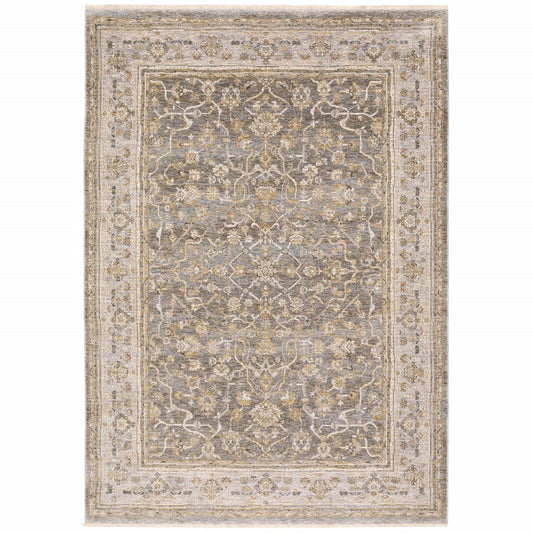HomeRoots 2' x 3' Beige Grey Machine Woven Oriental Indoor Area Rug