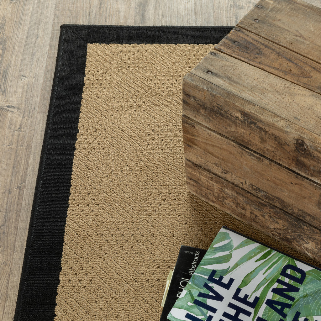HomeRoots 2' x 3' Beige and Black Plain Indoor Outdoor Scatter Rug