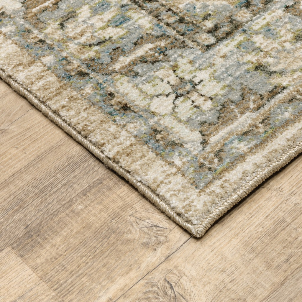 HomeRoots 2' x 3' Beige and Ivory Medallion Area Rug