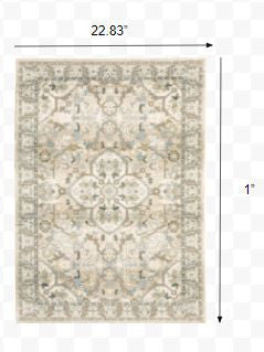 HomeRoots 2' x 3' Beige and Ivory Medallion Area Rug
