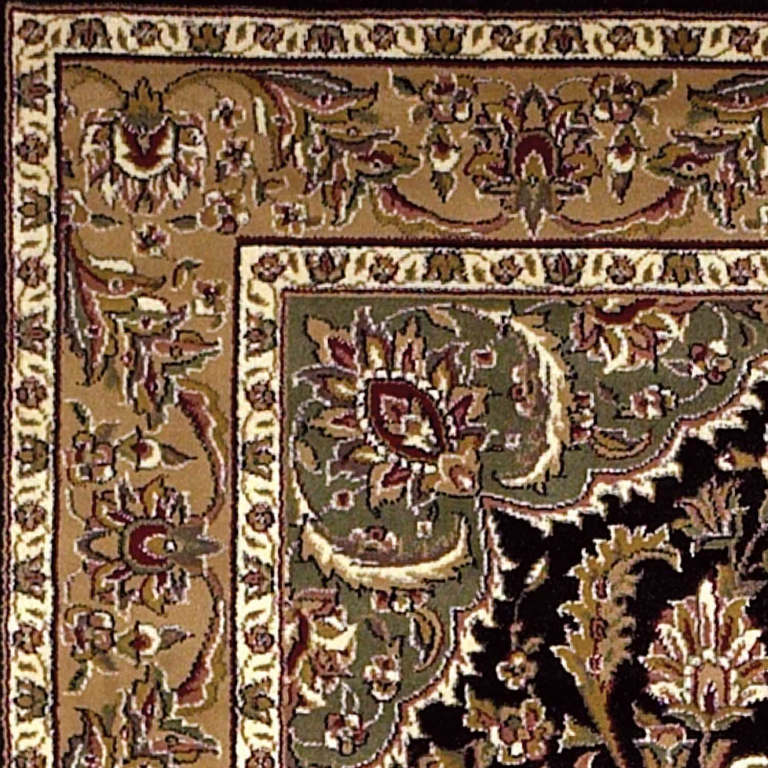 HomeRoots 2' x 3' Black Beige Machine Woven Floral Medallion Indoor Accent Rug