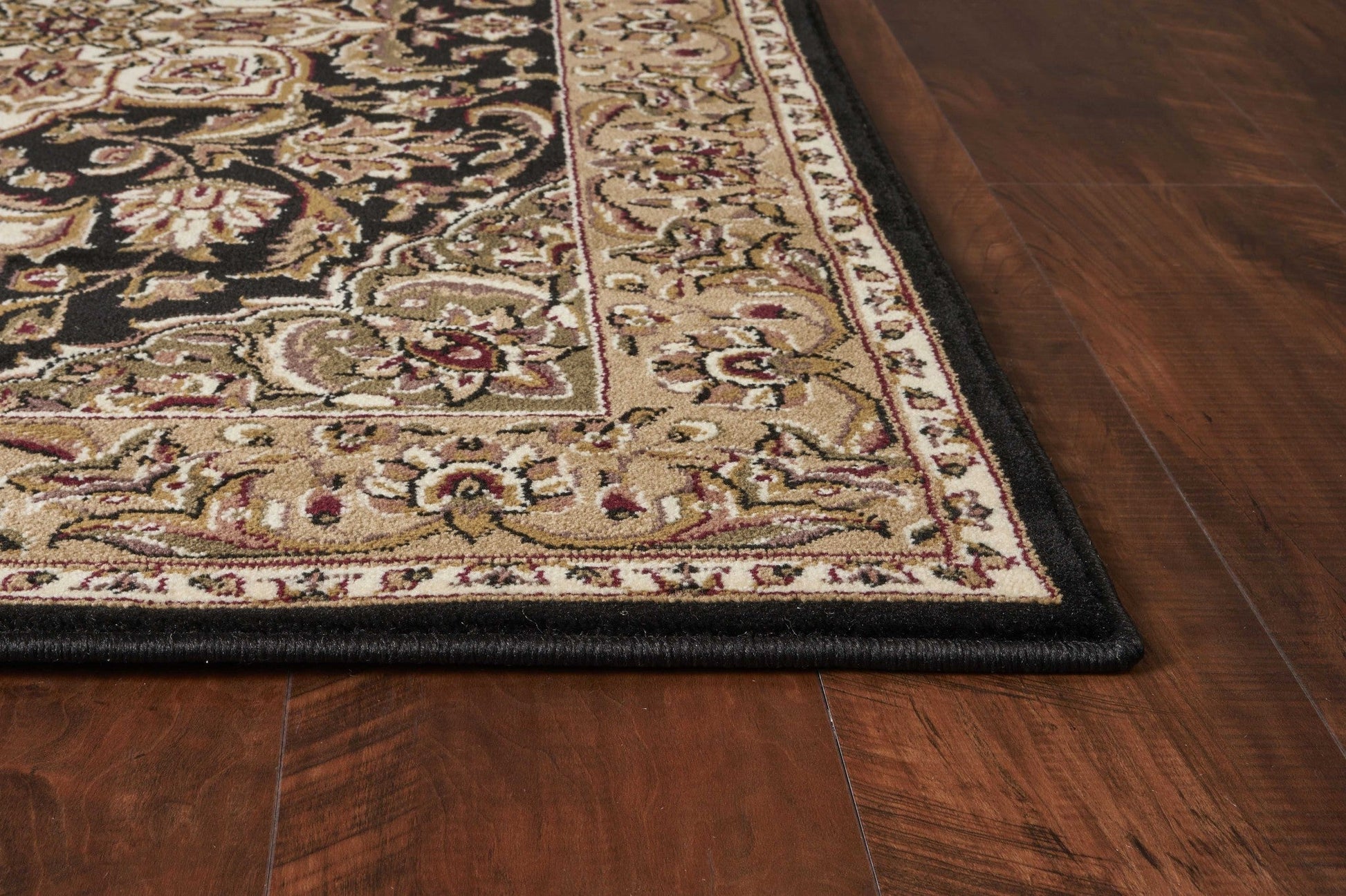 HomeRoots 2' x 3' Black Beige Machine Woven Floral Medallion Indoor Accent Rug