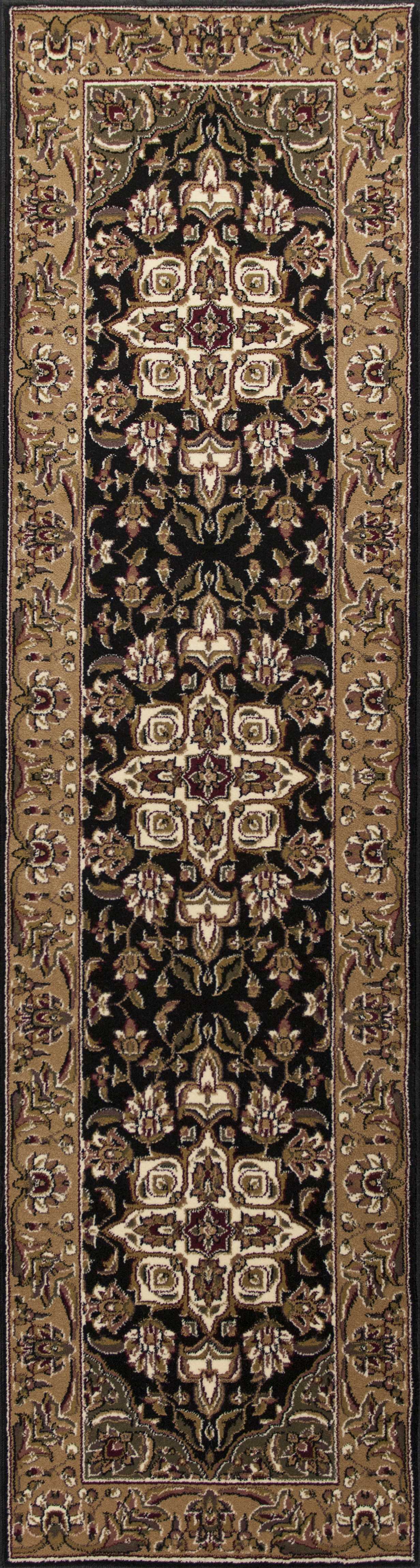 HomeRoots 2' x 3' Black Beige Machine Woven Floral Medallion Indoor Accent Rug
