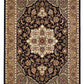 HomeRoots 2' x 3' Black Beige Machine Woven Floral Medallion Indoor Accent Rug