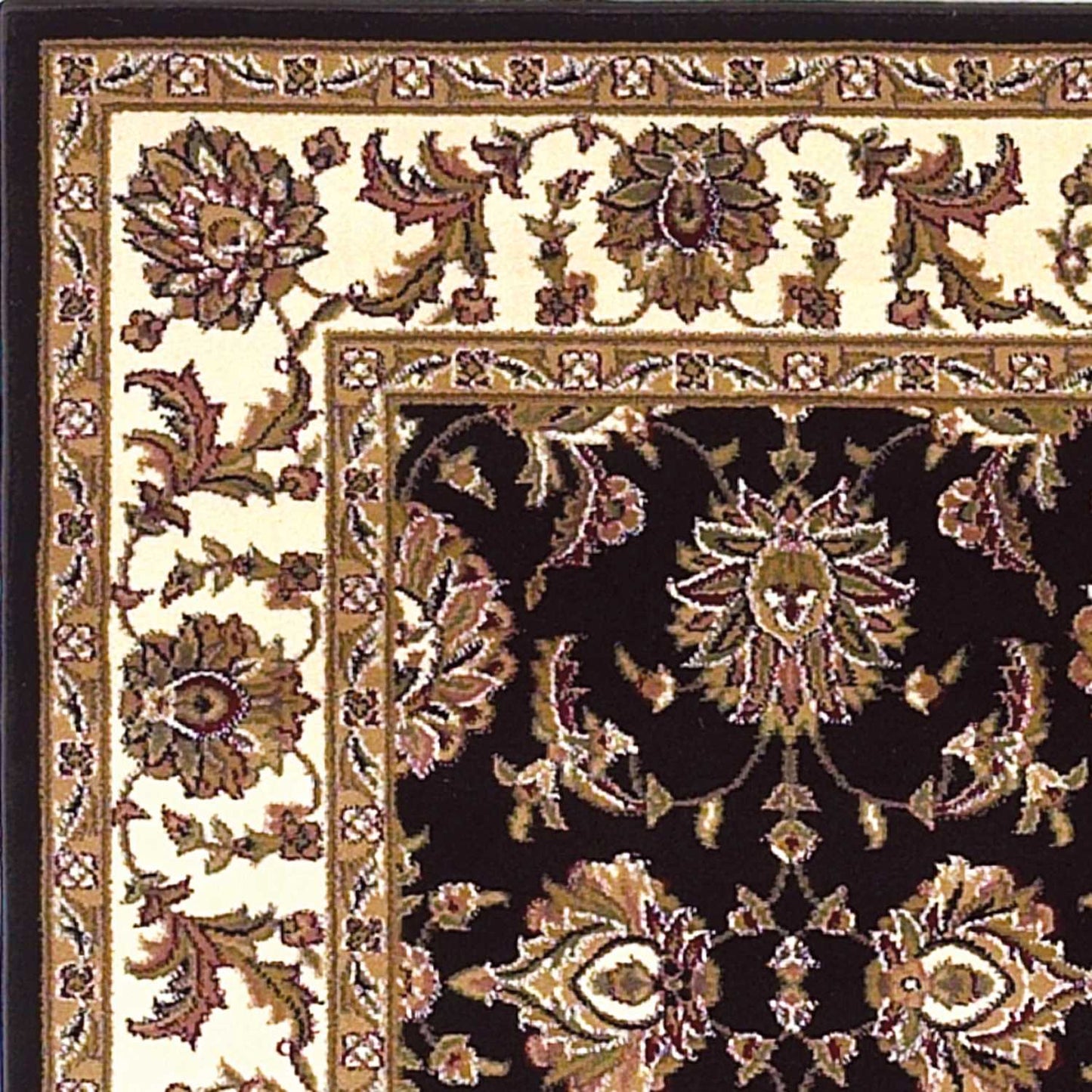HomeRoots 2' x 3' Black Ivory Machine Woven Floral Traditional Indoor Accent Rug