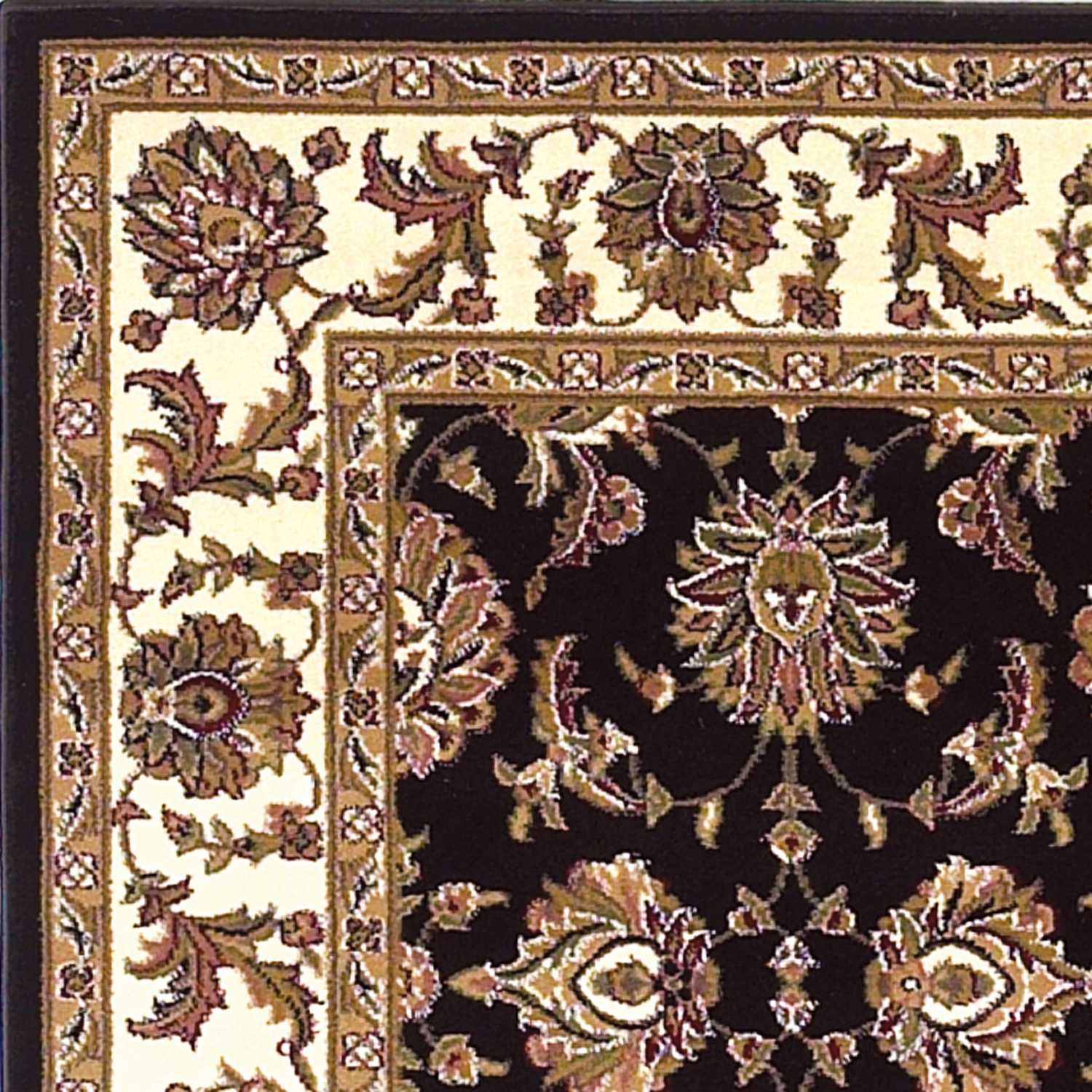 HomeRoots 2' x 3' Black Ivory Machine Woven Floral Traditional Indoor Accent Rug
