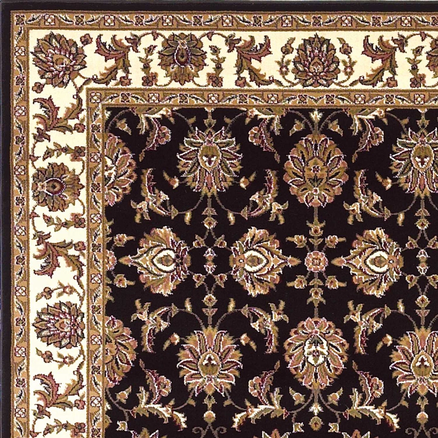 HomeRoots 2' x 3' Black Ivory Machine Woven Floral Traditional Indoor Accent Rug