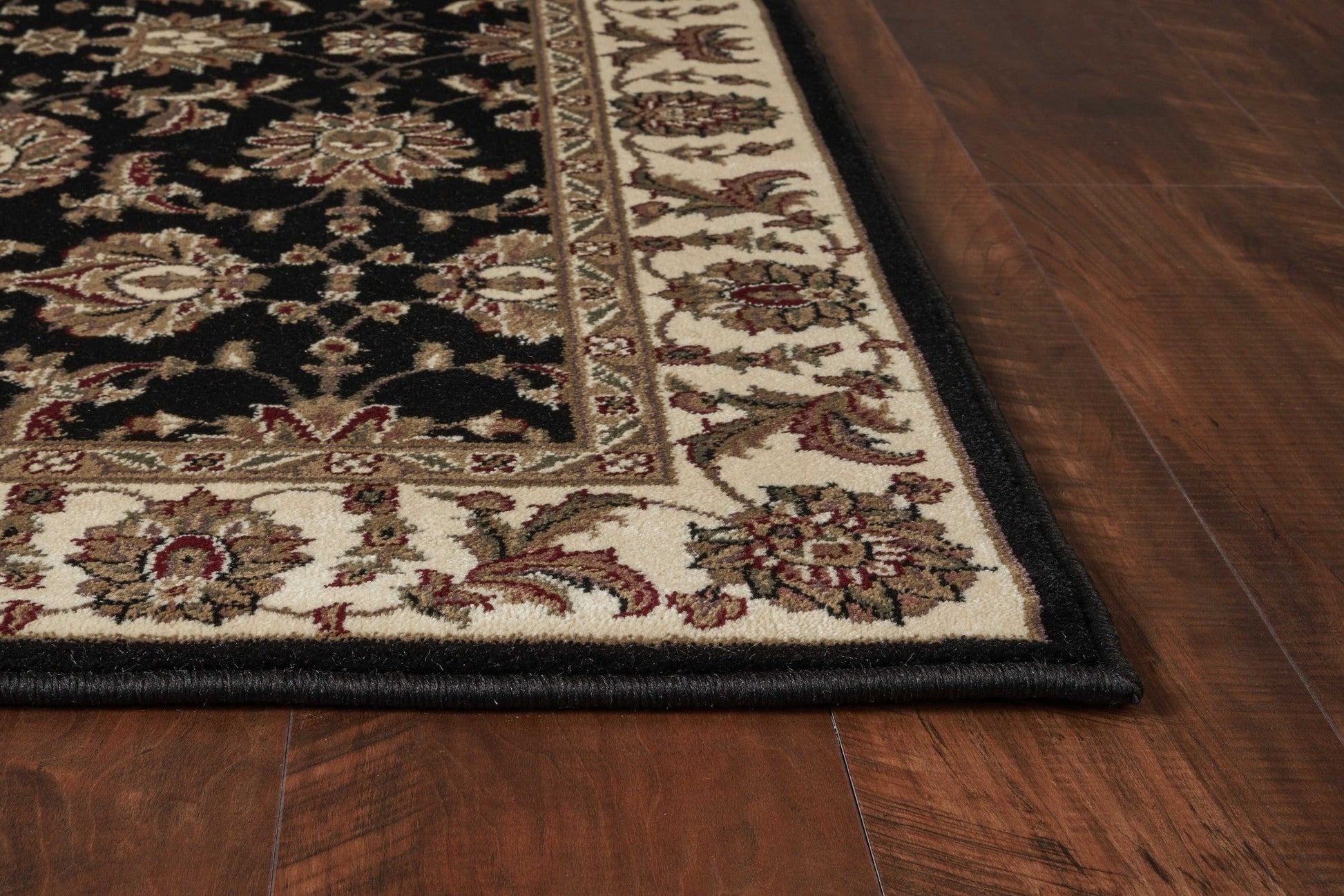 HomeRoots 2' x 3' Black Ivory Machine Woven Floral Traditional Indoor Accent Rug