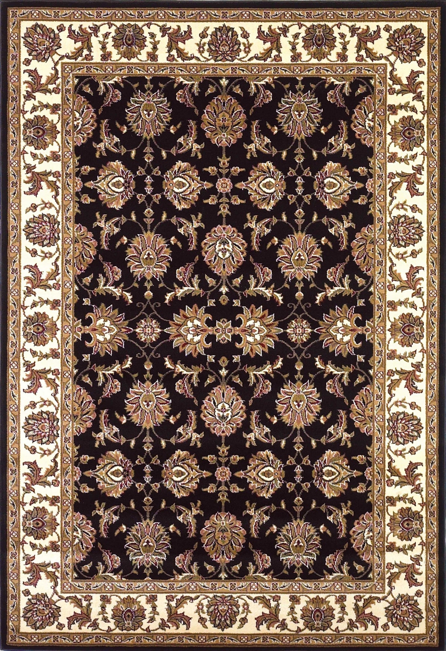 HomeRoots 2' x 3' Black Ivory Machine Woven Floral Traditional Indoor Accent Rug
