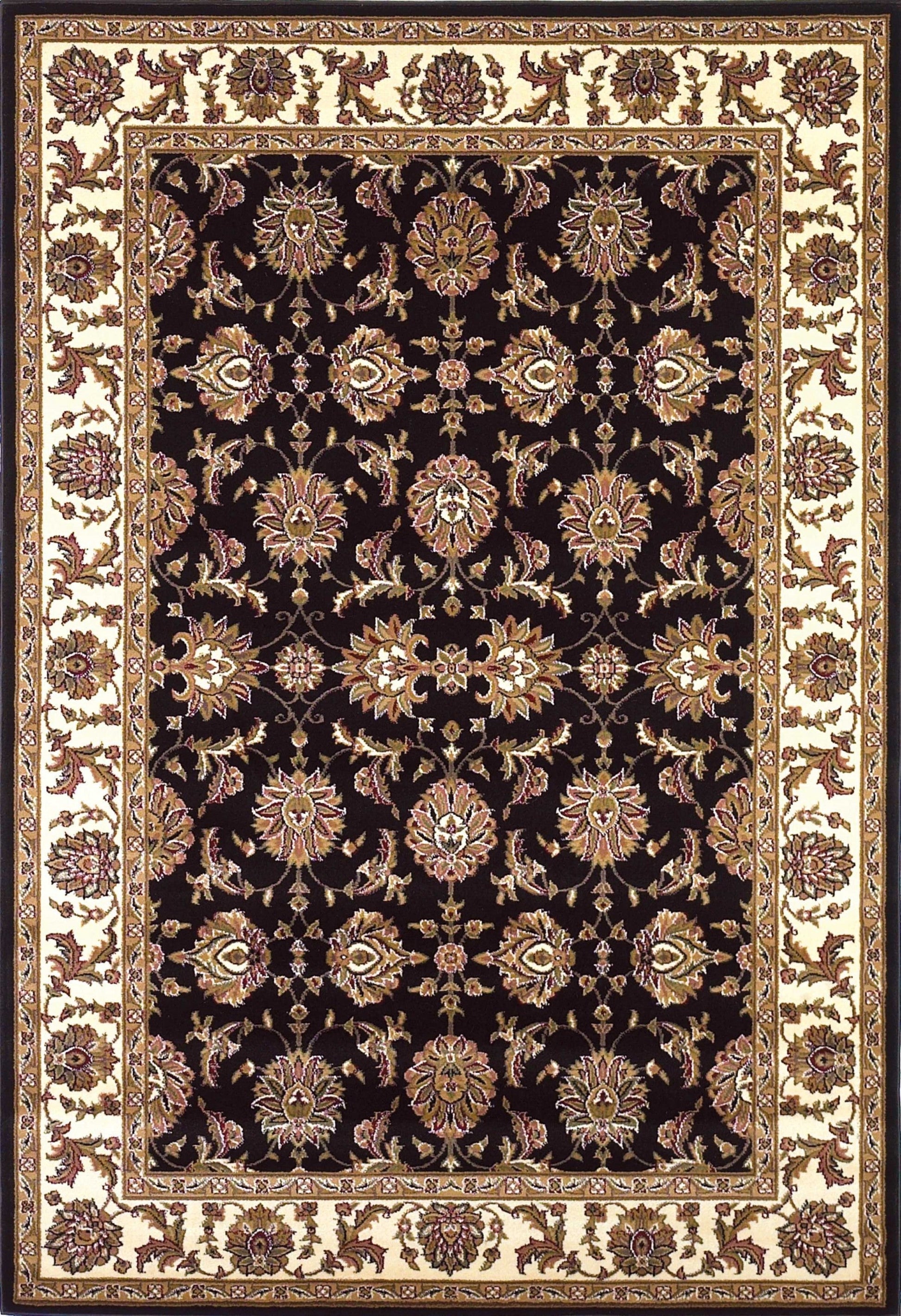 HomeRoots 2' x 3' Black Ivory Machine Woven Floral Traditional Indoor Accent Rug