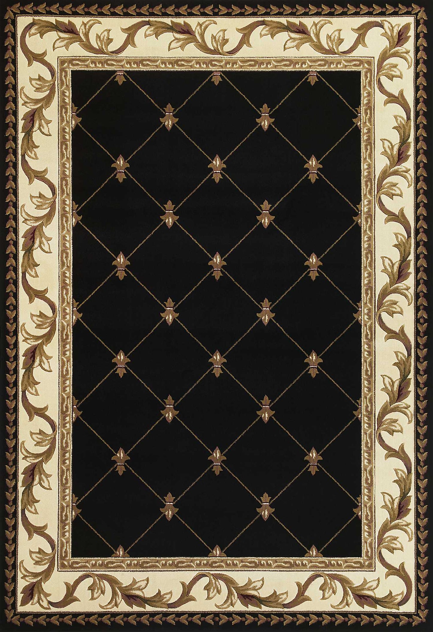 HomeRoots 2' x 3' Black Machine Woven Hand Carved Fleur De Lis Indoor Accent Rug