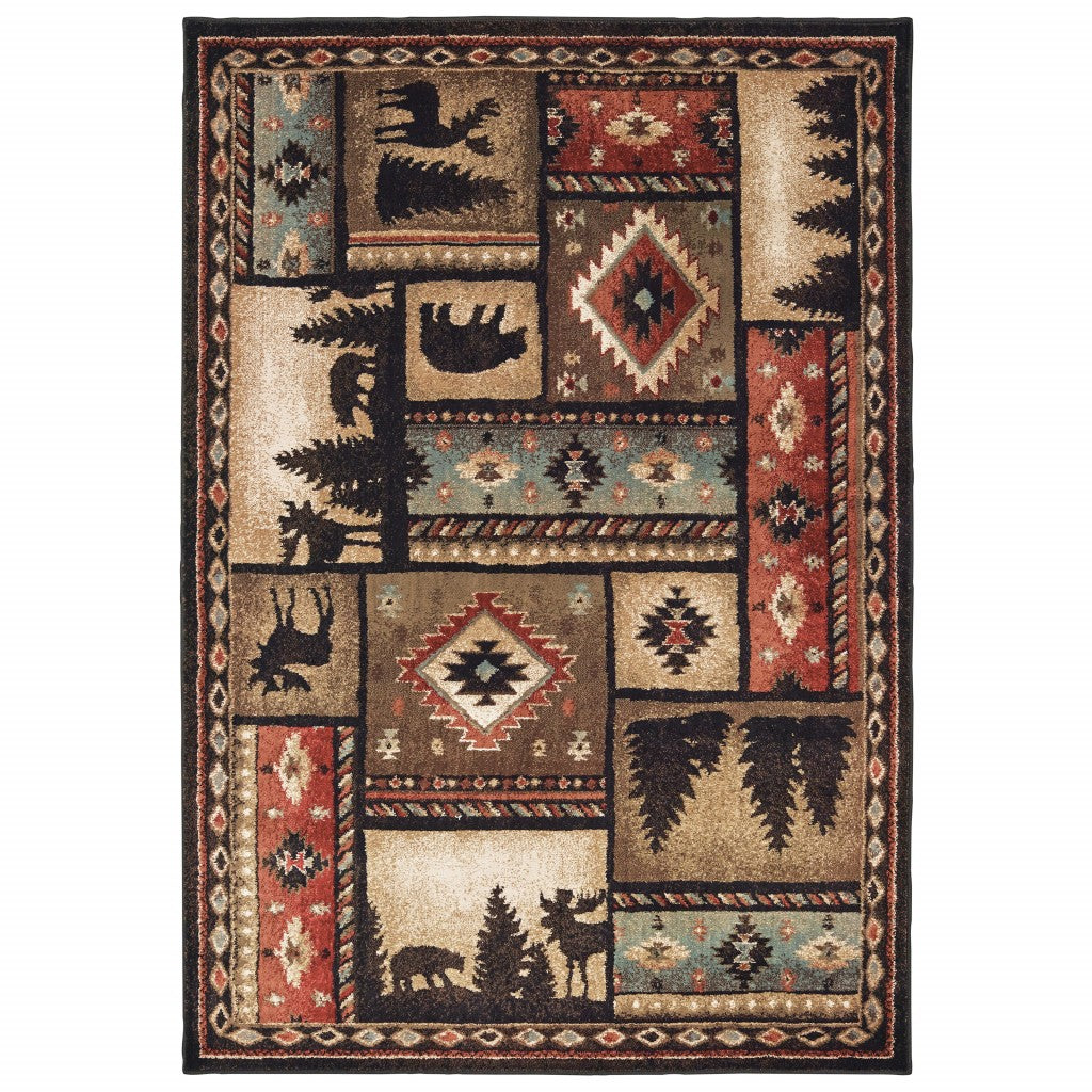 HomeRoots 2' x 3' Black and Brown Nature Lodge Scatter Rug