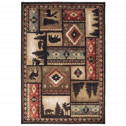 HomeRoots 2' x 3' Black and Brown Nature Lodge Scatter Rug