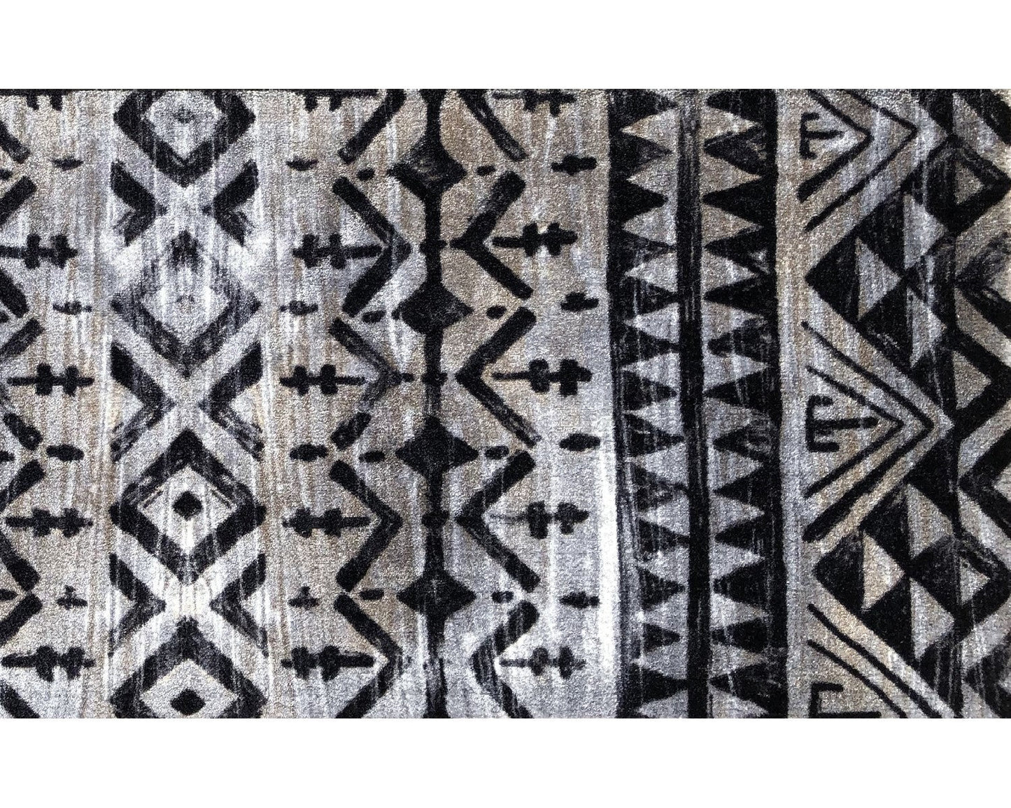 HomeRoots 2' x 3' Black and Gray Aztec Washable Floor Mat