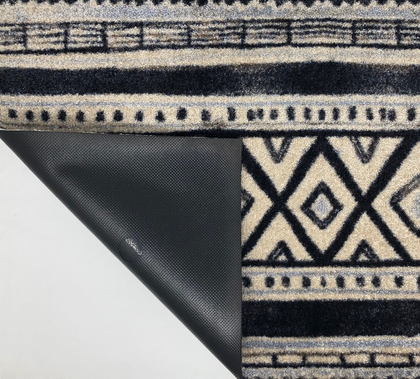 HomeRoots 2' x 3' Black and Gray Modern Tribal Washable Floor Mat