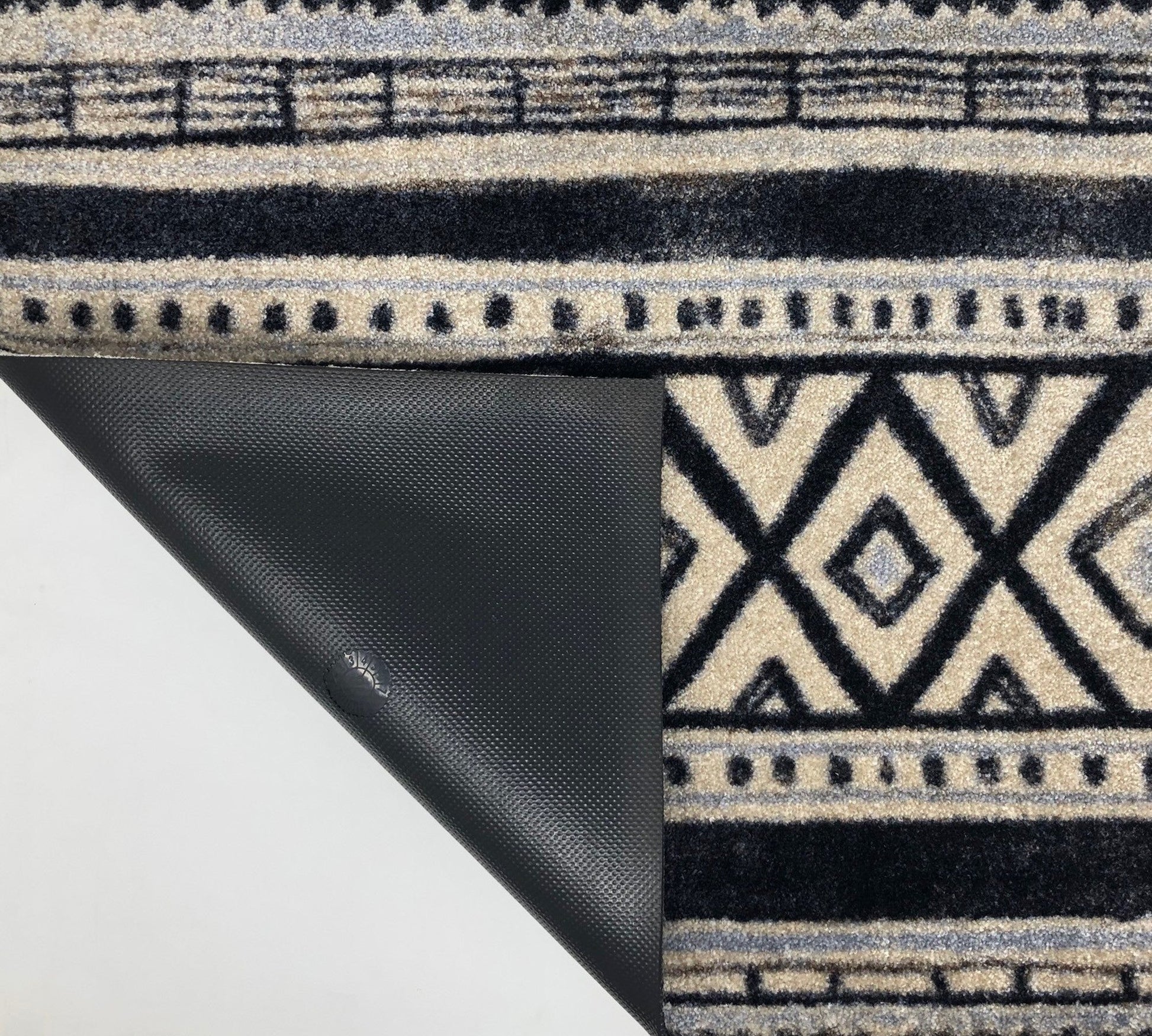 HomeRoots 2' x 3' Black and Gray Modern Tribal Washable Floor Mat