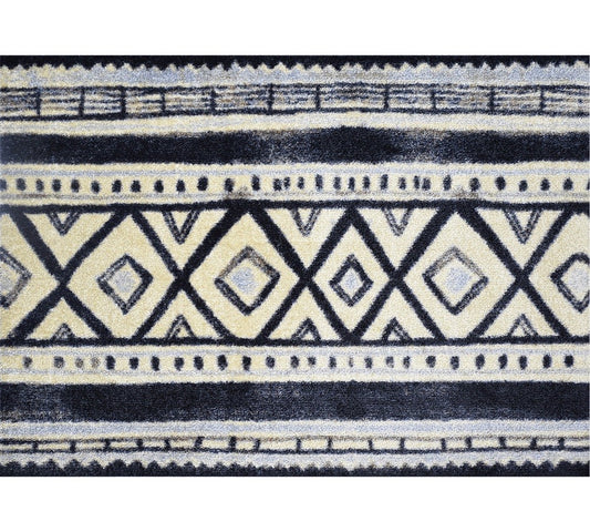 HomeRoots 2' x 3' Black and Gray Modern Tribal Washable Floor Mat