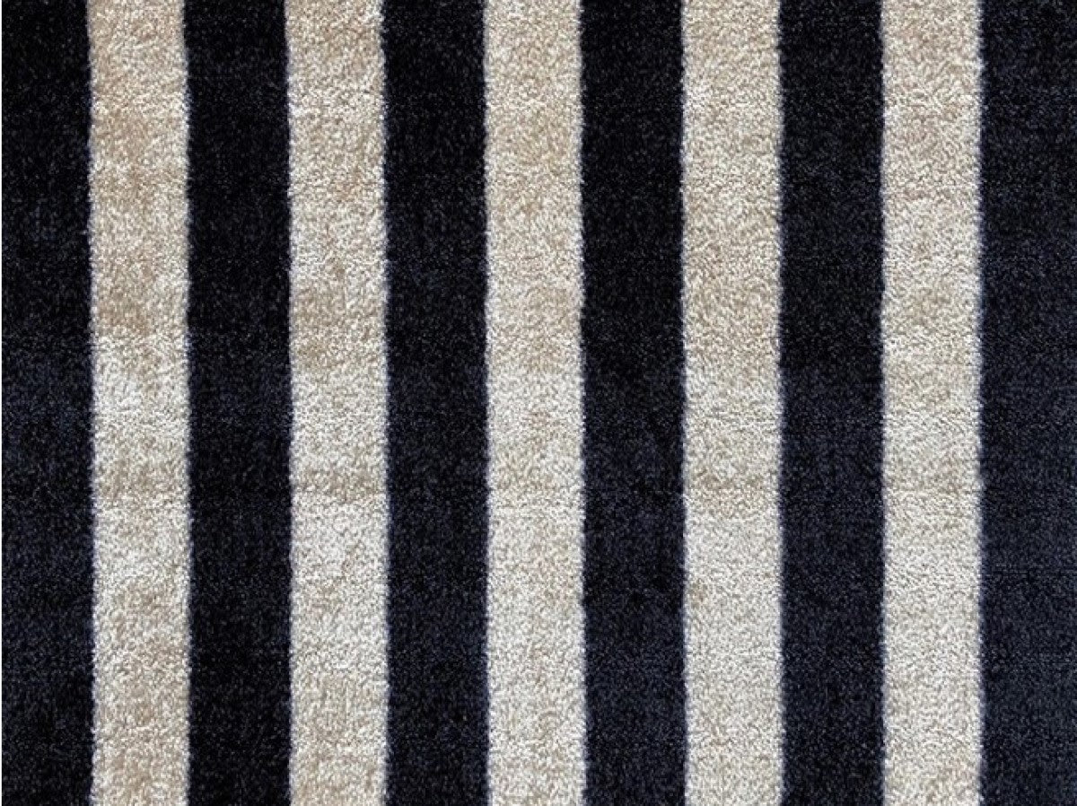 HomeRoots 2' x 3' Black and Tan Wide Stripe Washable Floor Mat