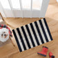HomeRoots 2' x 3' Black and Tan Wide Stripe Washable Floor Mat