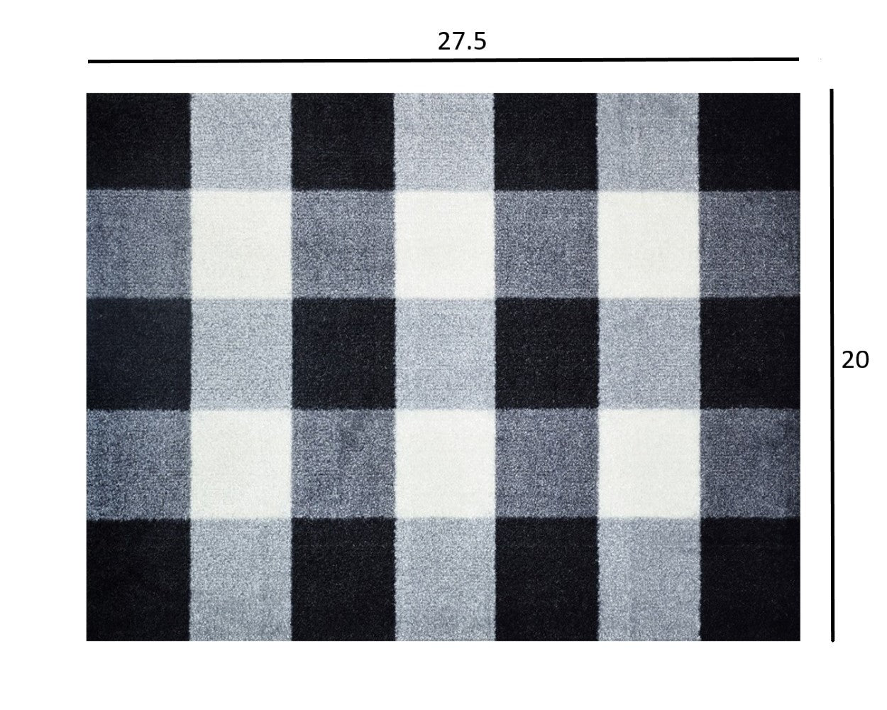 HomeRoots 2' x 3' Black and White Buffalo Check Washable Floor Mat