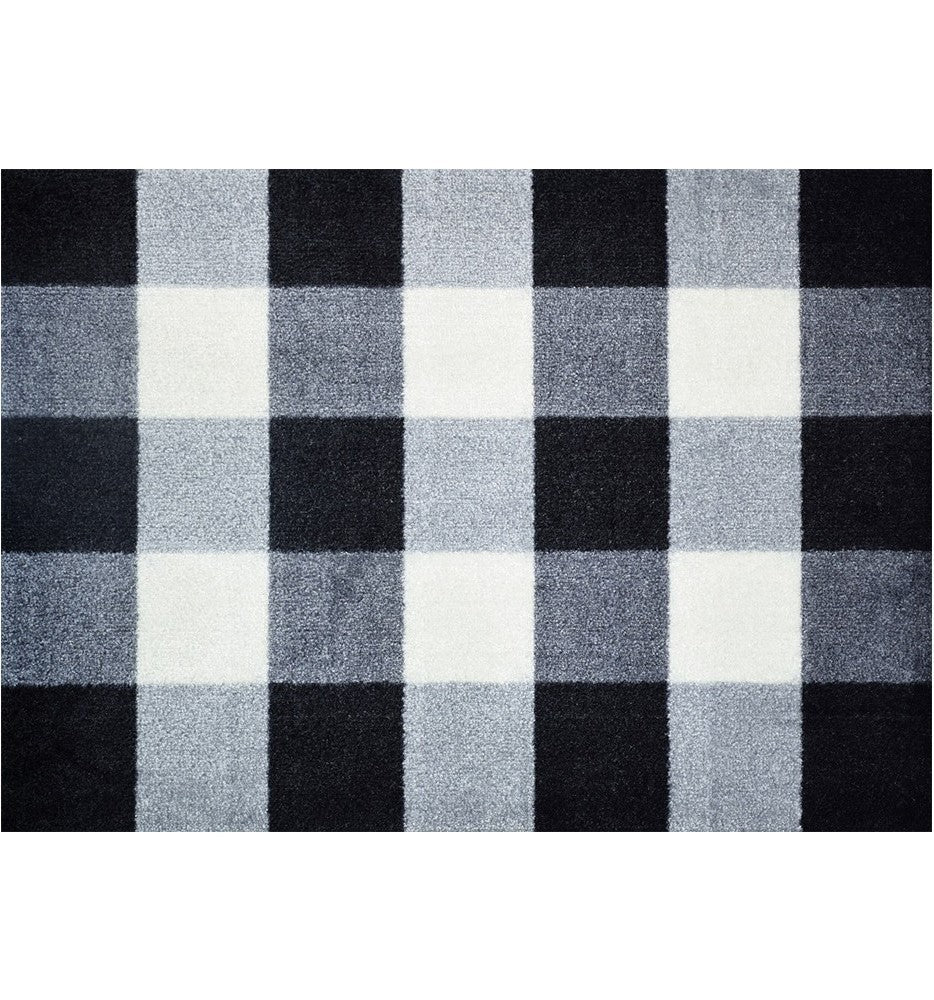 HomeRoots 2' x 3' Black and White Buffalo Check Washable Floor Mat