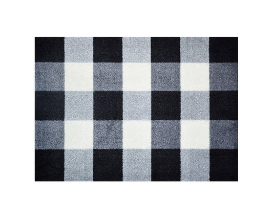 HomeRoots 2' x 3' Black and White Buffalo Check Washable Floor Mat