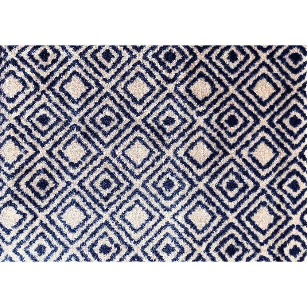 HomeRoots 2' x 3' Blue Diamond Washable Floor Mat