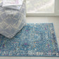 HomeRoots 2' x 3' Blue Distressed Medallion Scatter Rug