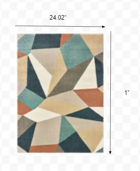 HomeRoots 2' x 3' Blue Green Beige Retro Wedge Indoor Area Rug