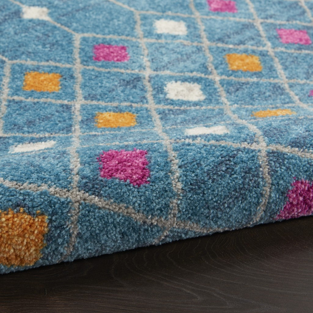 HomeRoots 2' x 3' Blue Jewels Geometric Scatter Rug
