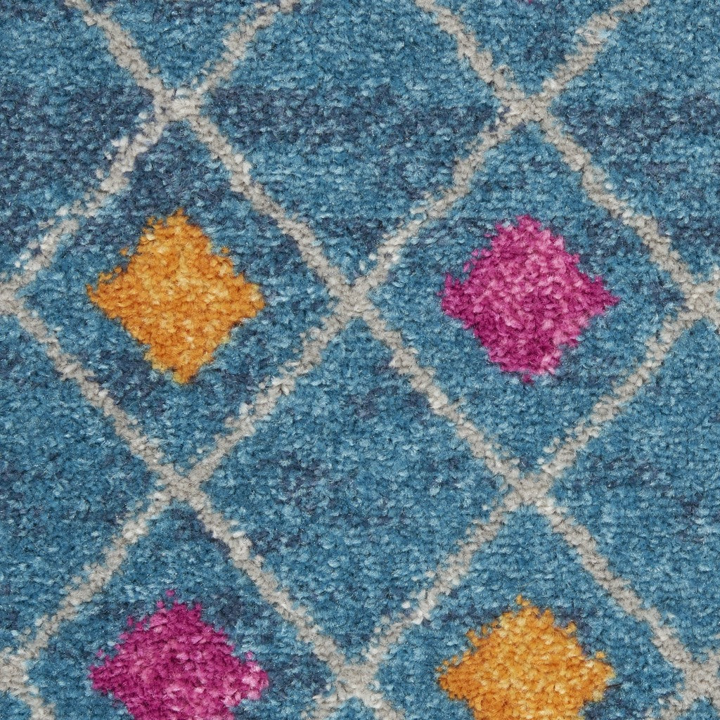 HomeRoots 2' x 3' Blue Jewels Geometric Scatter Rug
