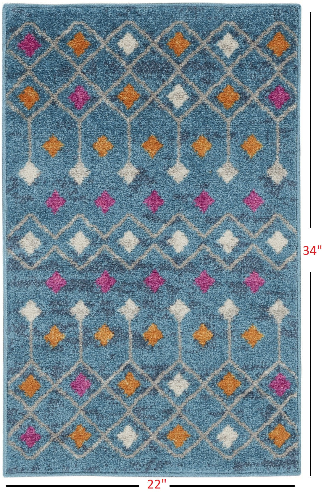 HomeRoots 2' x 3' Blue Jewels Geometric Scatter Rug