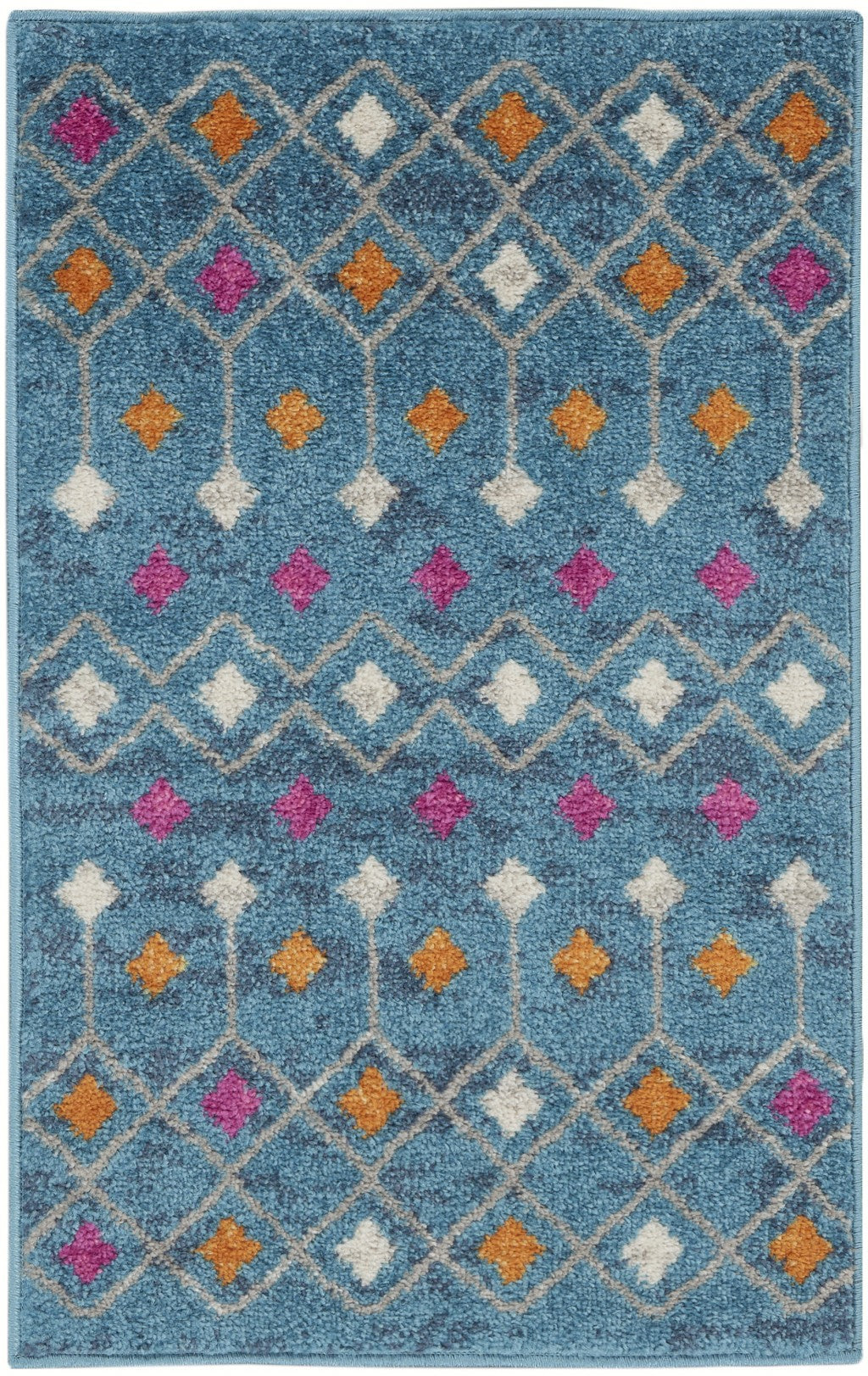 HomeRoots 2' x 3' Blue Jewels Geometric Scatter Rug