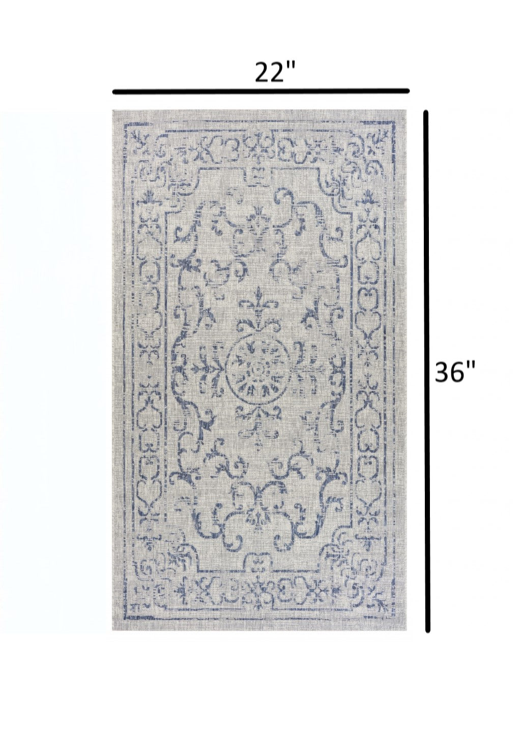 HomeRoots 2' x 3' Blue Ornate Indoor Outdoor Scatter Rug