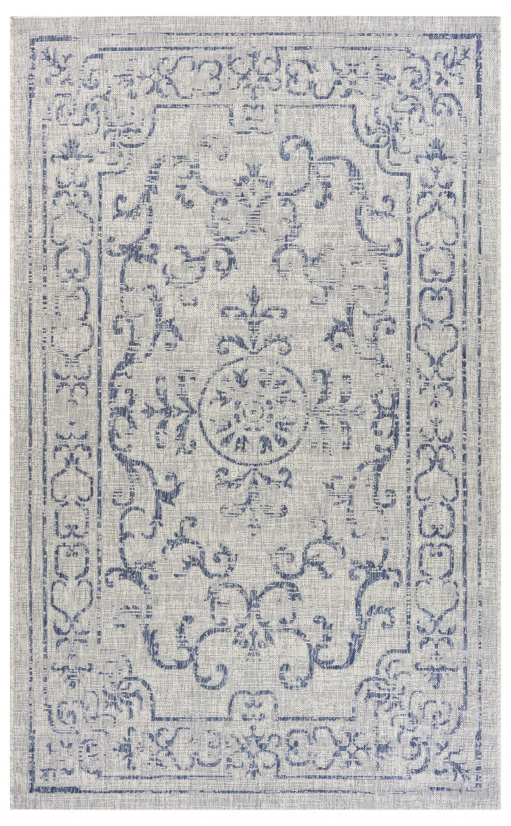 HomeRoots 2' x 3' Blue Ornate Indoor Outdoor Scatter Rug